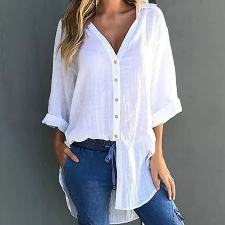 ✨Sprig New✨Women's Loose Fit Tie Asymmetrical Shirt