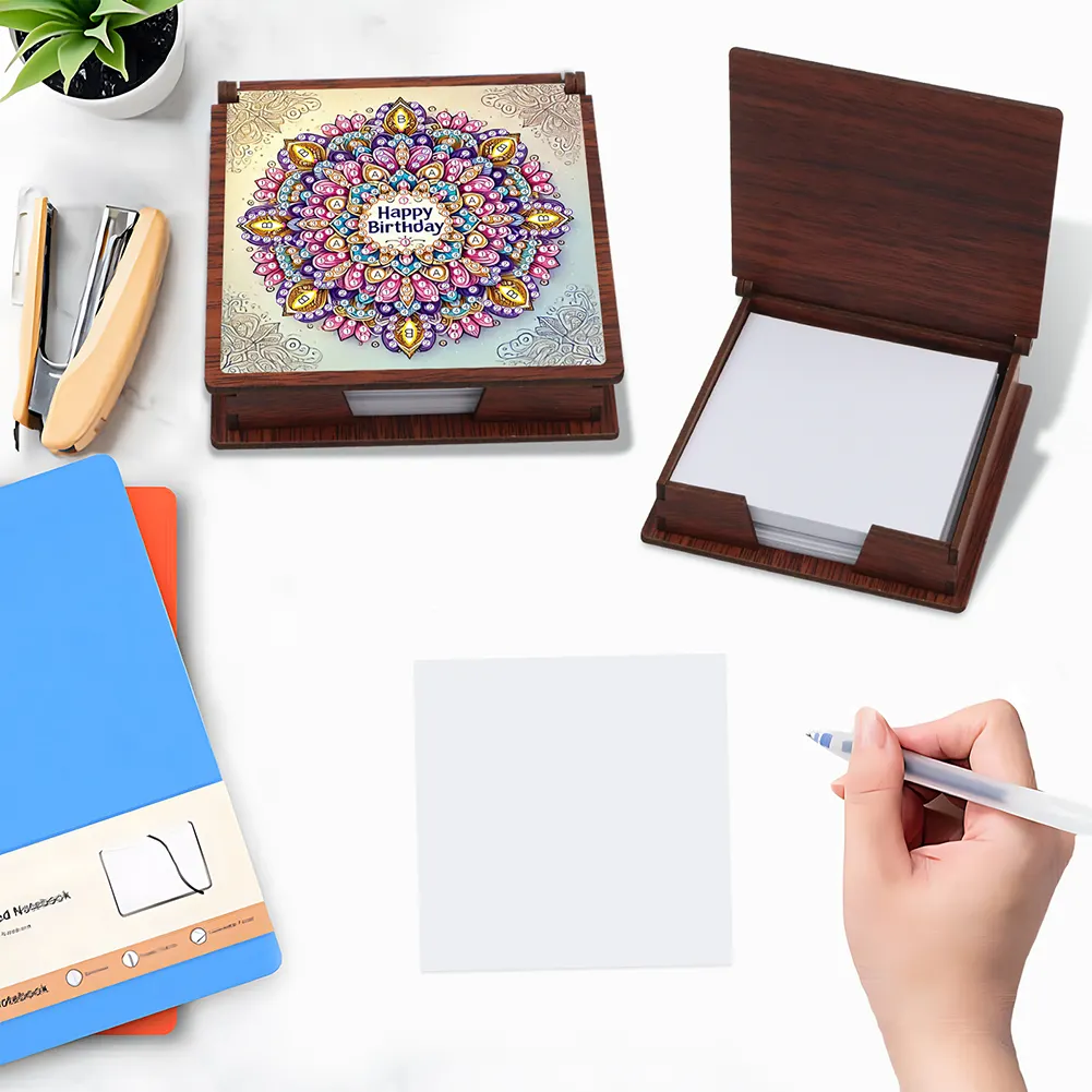 Wooden 5D Diamond Painting Kit Note Box DIY Diamond Art Notepad Box (Mandala)