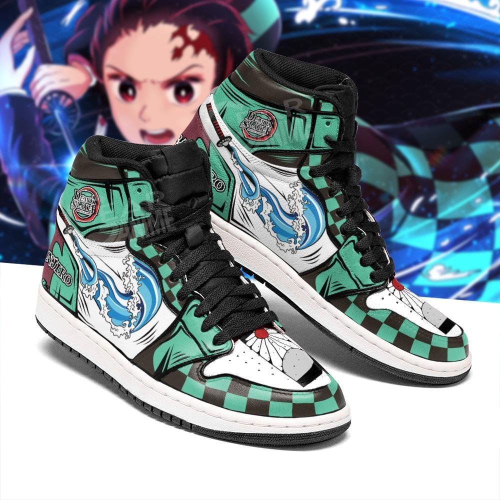 Tanjiro Water Breathing Sneakers Anime Demon Slayer Shoes Leather