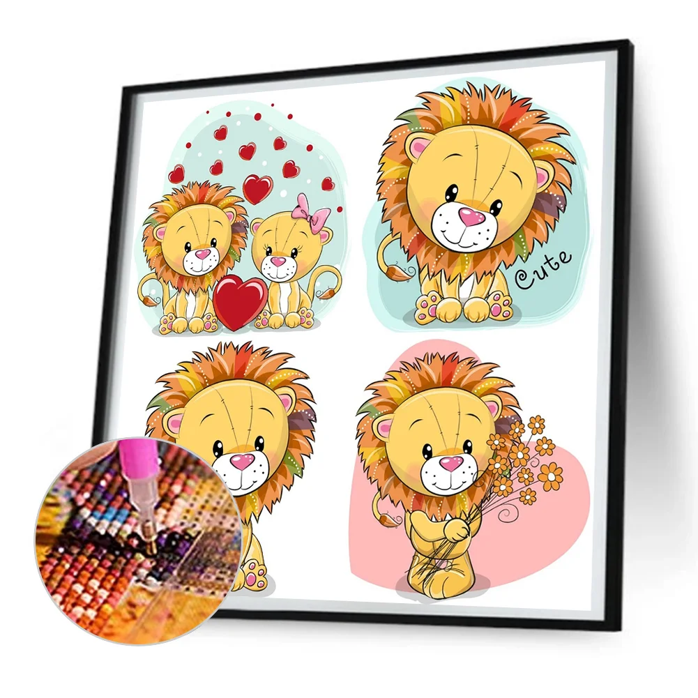 Full Round Diamond Painting 30*30cm - Cartoon Little Lion