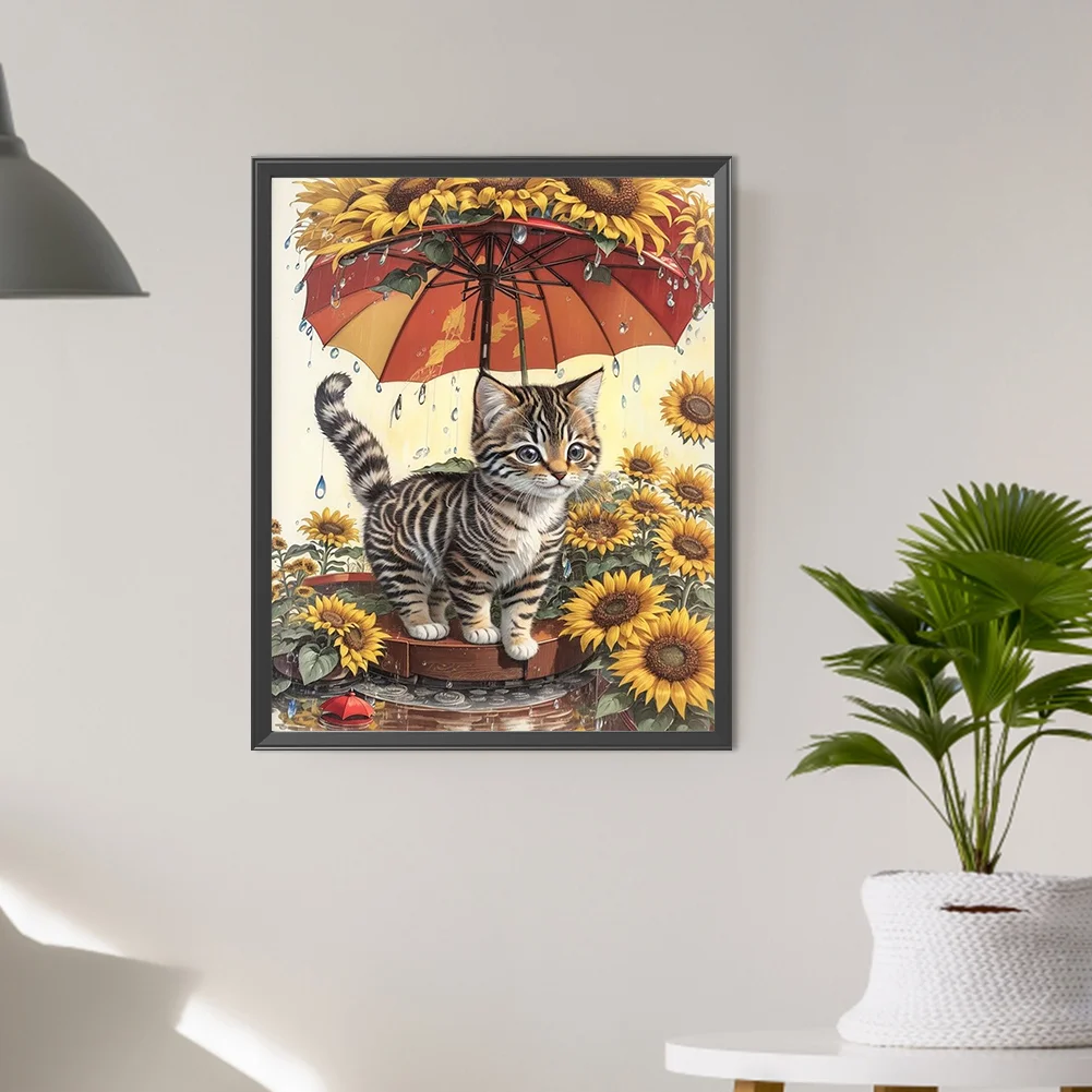 Full Round Diamond Painting 40*50cm - Sunflower And Cat