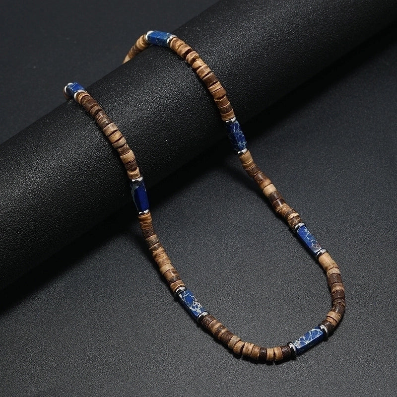 Ethnic Style Geometric Alloy Natural Stone Coconut Shell Beaded Men’s Necklace
