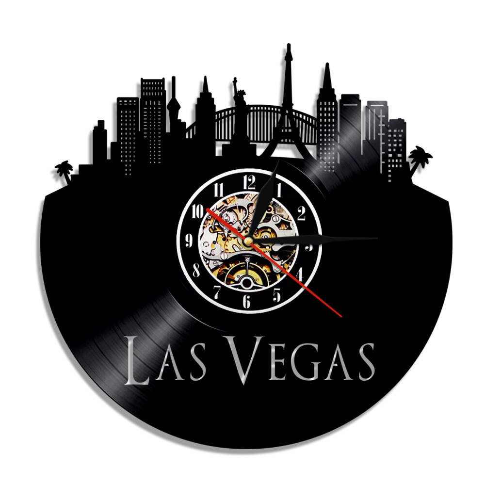 

Gambling Town Las Vegas City Casino Retr - Vinyl Record Wall Clock - Without LED, 501 Original