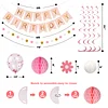 Birthday Decorations, Happy Birthday Banner with Birthday Balloons, Honeycomb Balls, Hanging Swirls, Circle Dots Garland, Happy Birthday Party Decorations for Women Men Boys Girls (Pink)