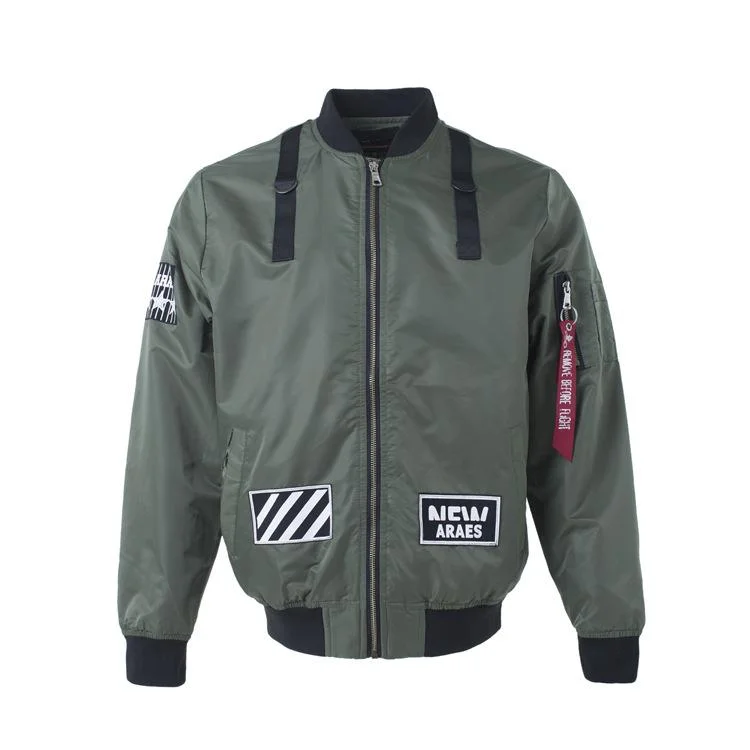 Men Bomber Jacket Dafeili MA1 Men's Bomber Jacket Polyester Letter Coat
