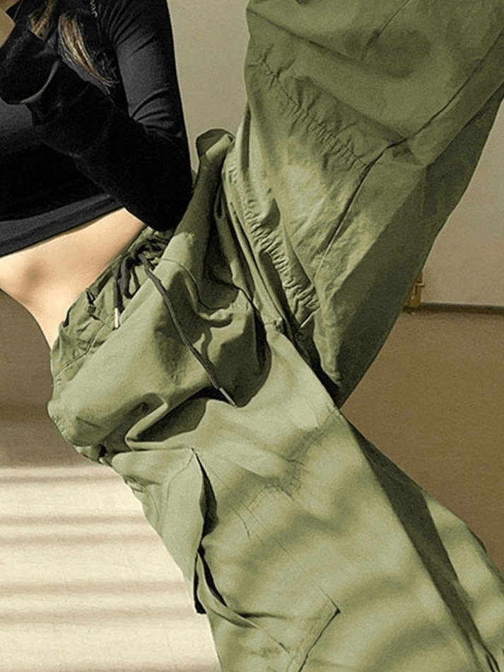 Wide Leg Y2K Parachute Cargo Pants