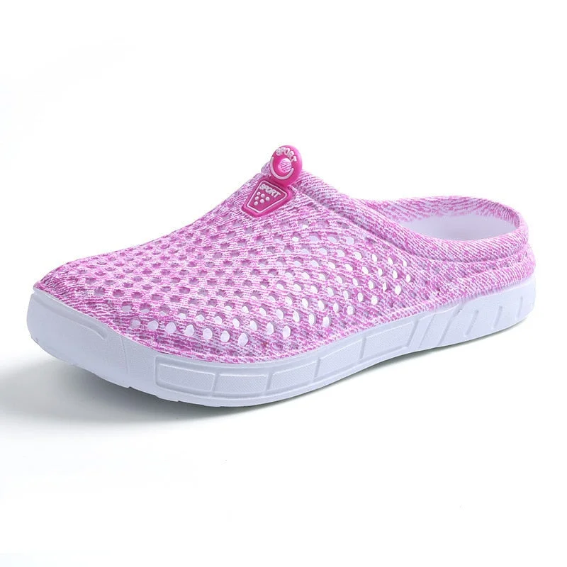 Summer Cool Slippers Net Cloth New Bird's Nest Hole Beach Shoes Shoes Large Size Non-Sliding Lazy Half Slippers