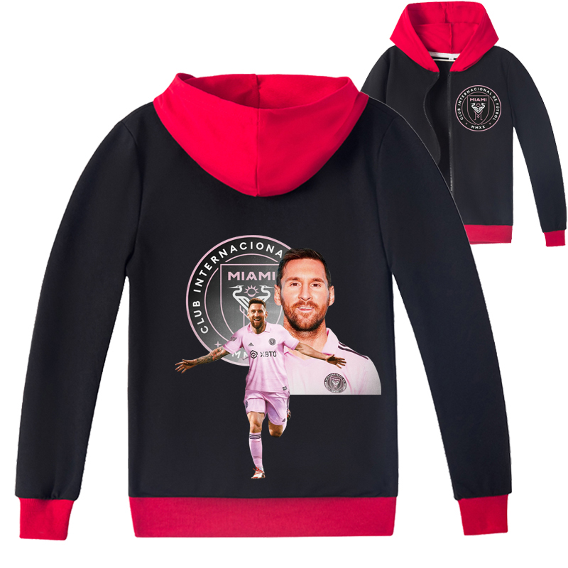 Mayoulove Messi Zip-Up Hoodie for Boys & Girls - Stylish Soccer Apparel, Perfect Gift for Young Fans-Mayoulove