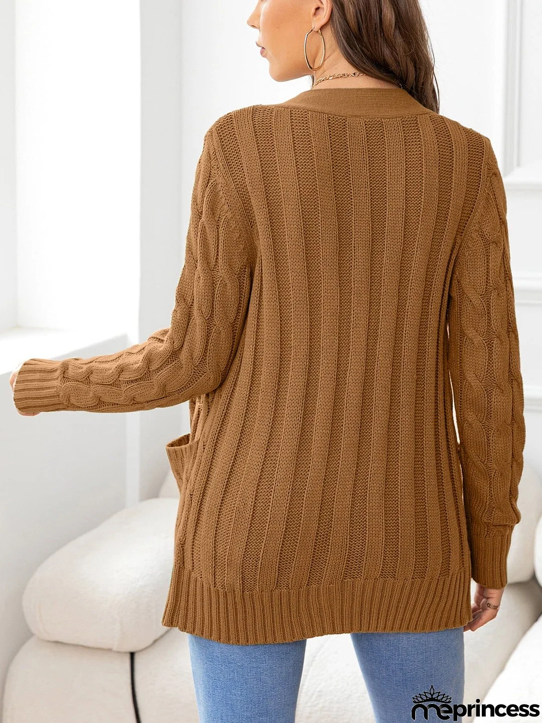 Button Down Cable-Knit Cardigan