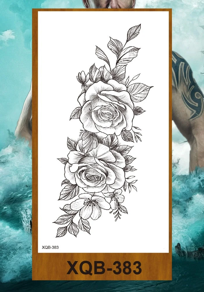 Temporary Tattoo Sticker Women Girl Arm Buttocks Chest Fake Tatoo Flowers Chain Body Makeup Waterproof Lily Butterfly Tattos
