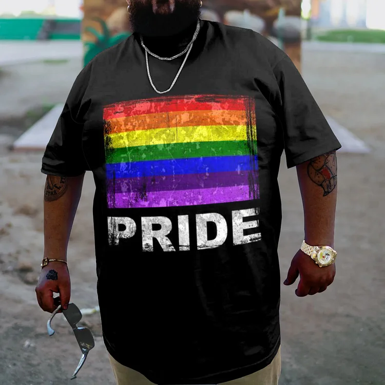 Men's Plus Size Pride love Rainbow Print T-Shirt
