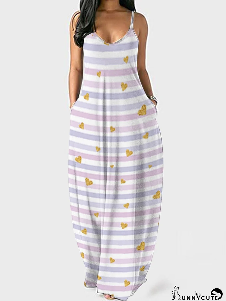 Printed Sleeveless Suspender Dress for Women