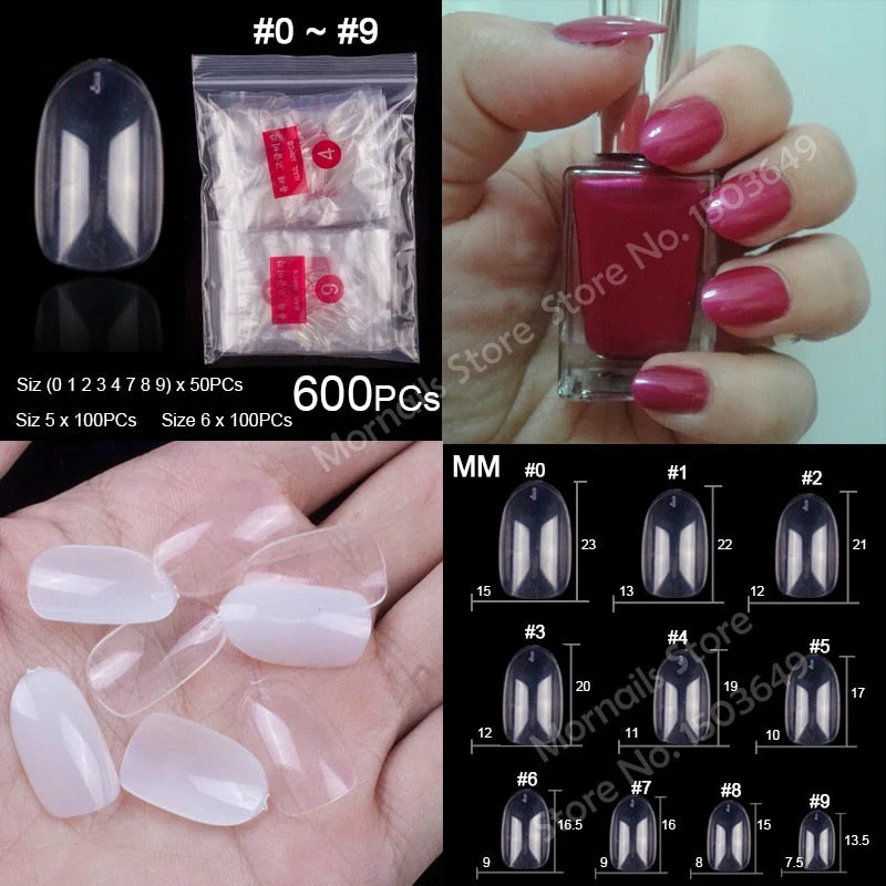 500 Pieces Of Ballerina Stiletto Coffin Rounded Square False Nail Tips Manicure Fake Nail Tips Long False Nails Short Nail Tips-Nail Inspo