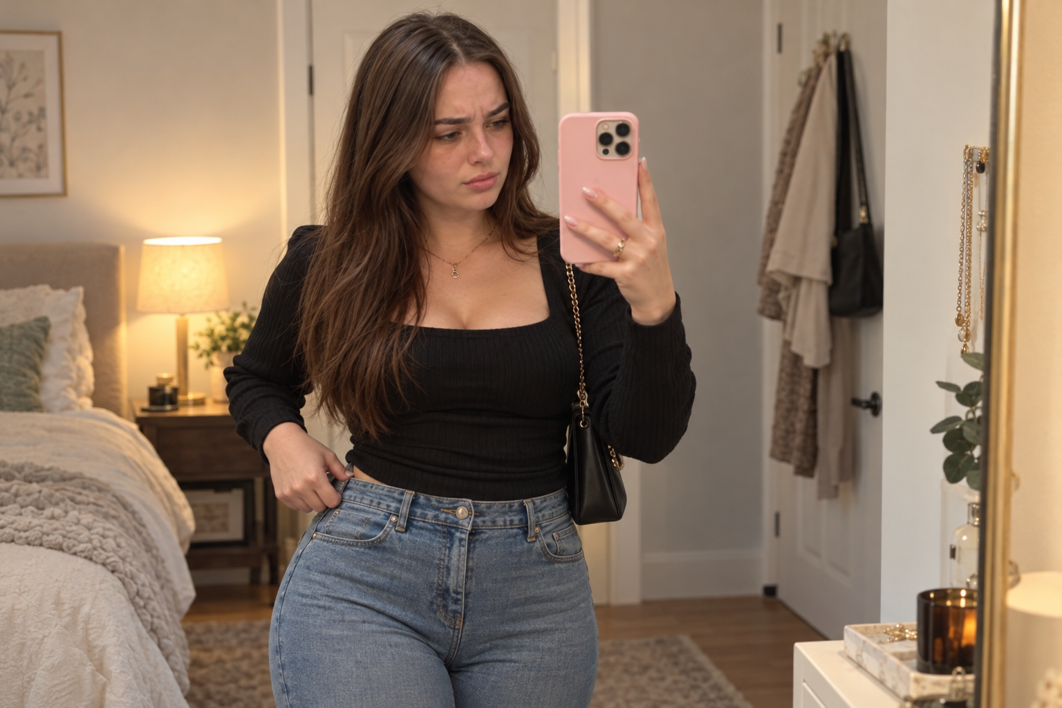 Woman noticing vague puffiness and heaviness during the day