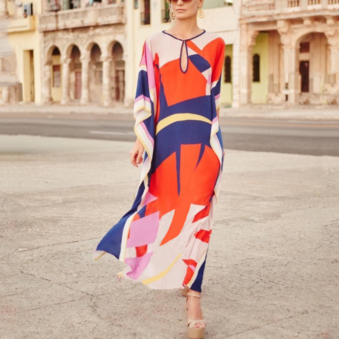 Geometric print summer dress MusePointer