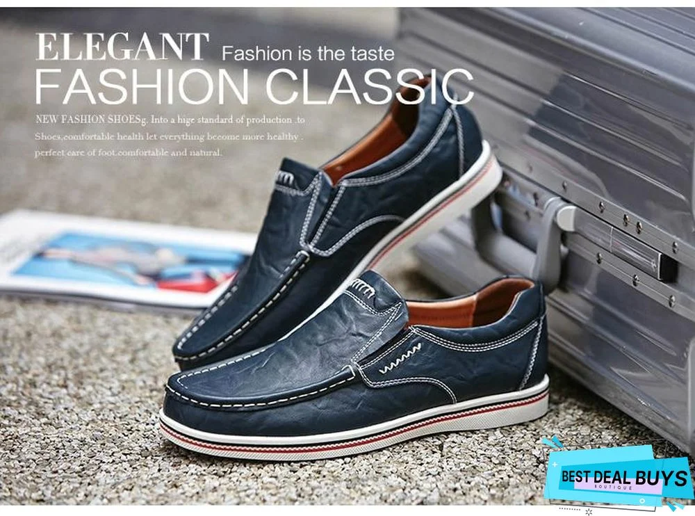 Leather Boat Shoes Casual Flats Moccasins Homme Driving Loafers Shoes Slip On Shoes