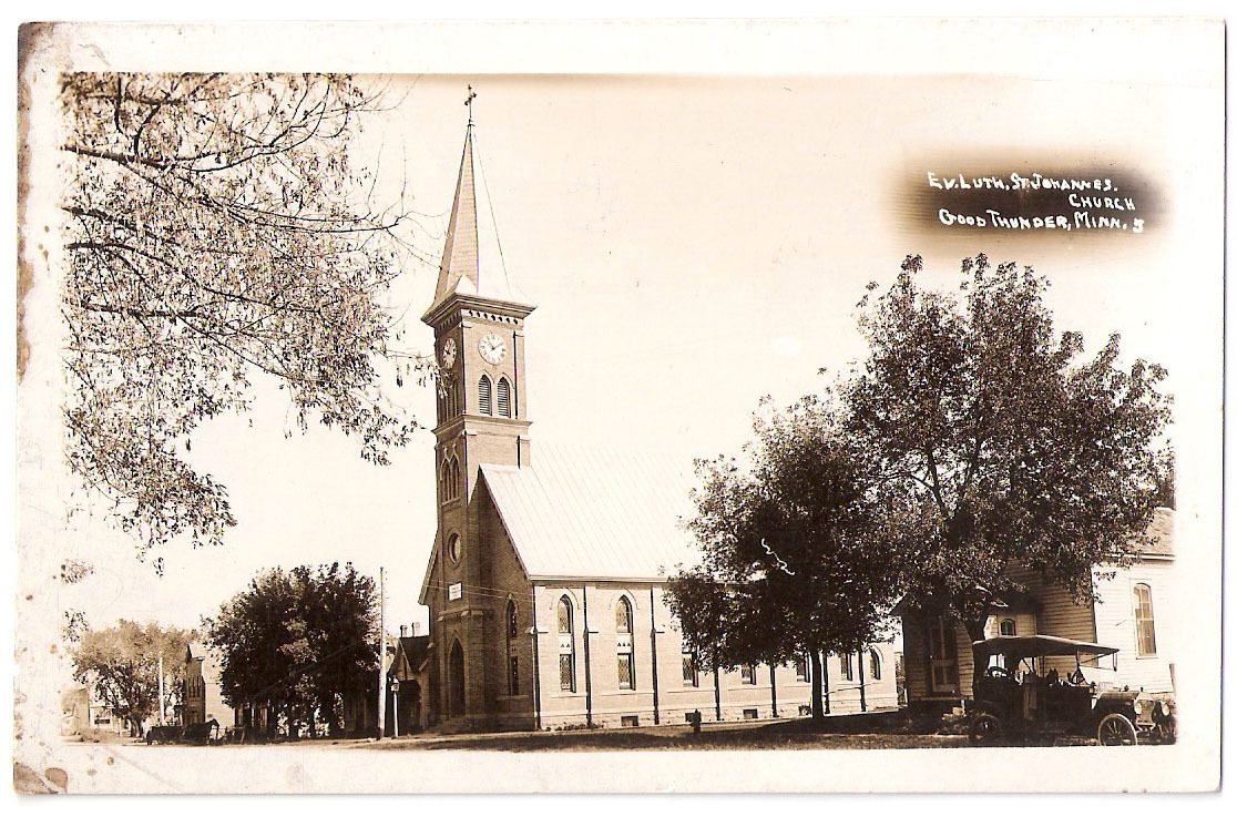 RPPC Lutheran St Johannes Church Good Thunder Minnesota Real Photo Poster painting Postcard Used