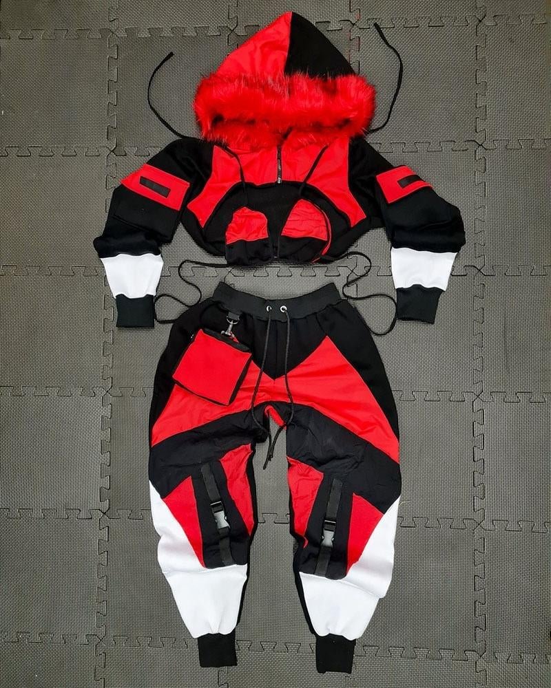 Women's Sporty Patchwork Printed Sets14