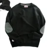 Casual Terry Flocking Thickened Sleeve Patch Round Neck Sports Sweatshirt
