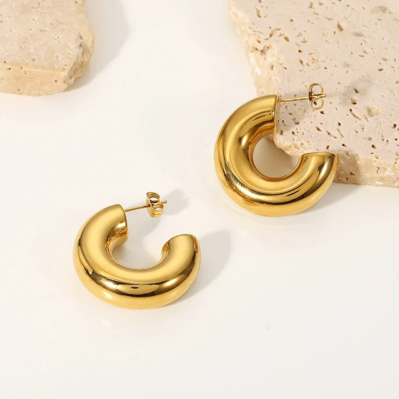 Hollow C-shaped Eearrings
