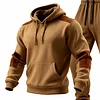 Men's Vintage Khaki Suede Hoodie And Sweatpants Jogger Set by Inlyline