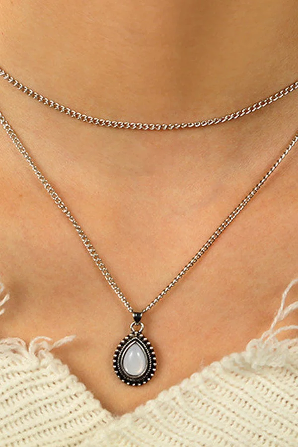 Water Drop Alloy Diamond Double-layer Necklace