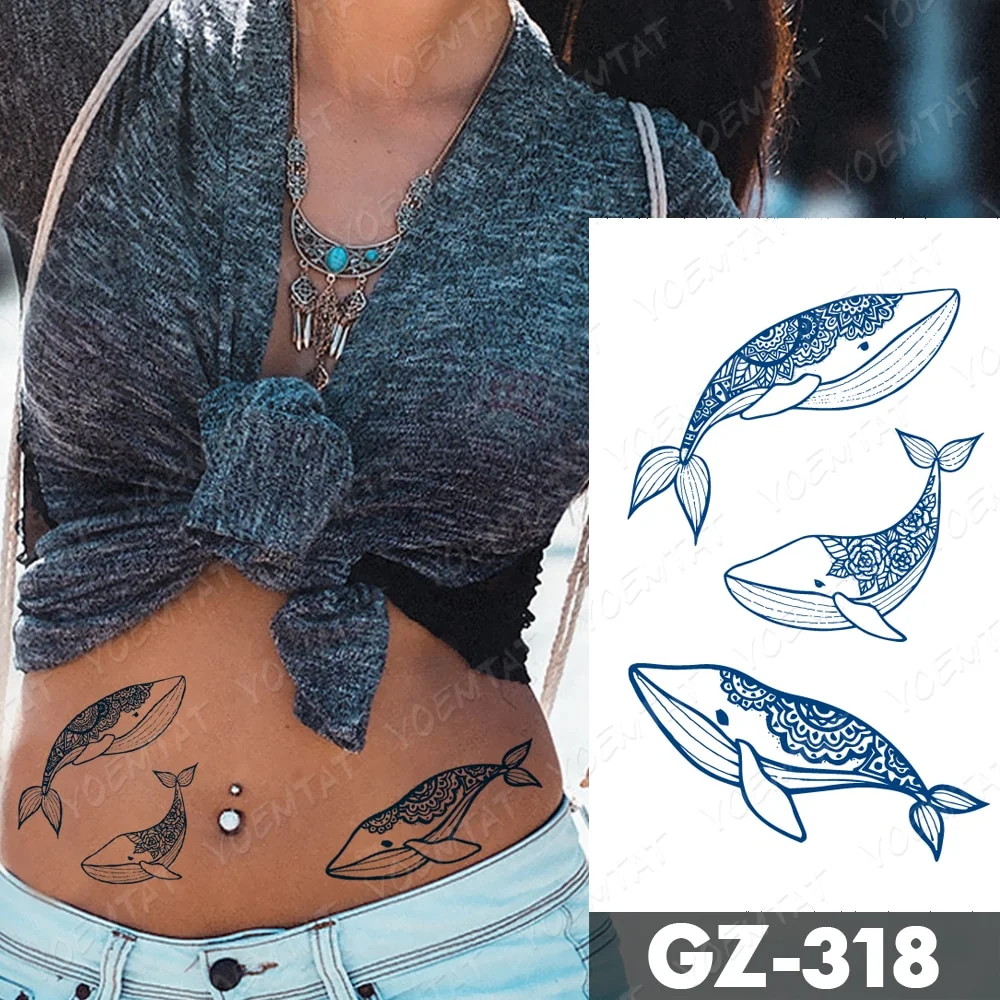 Sdrawing Juice Lasting Ink Waterproof Temporary Tattoo Sticker Genipin Herbal Tatoo Women Body Art Fake Tatto Snake Flower