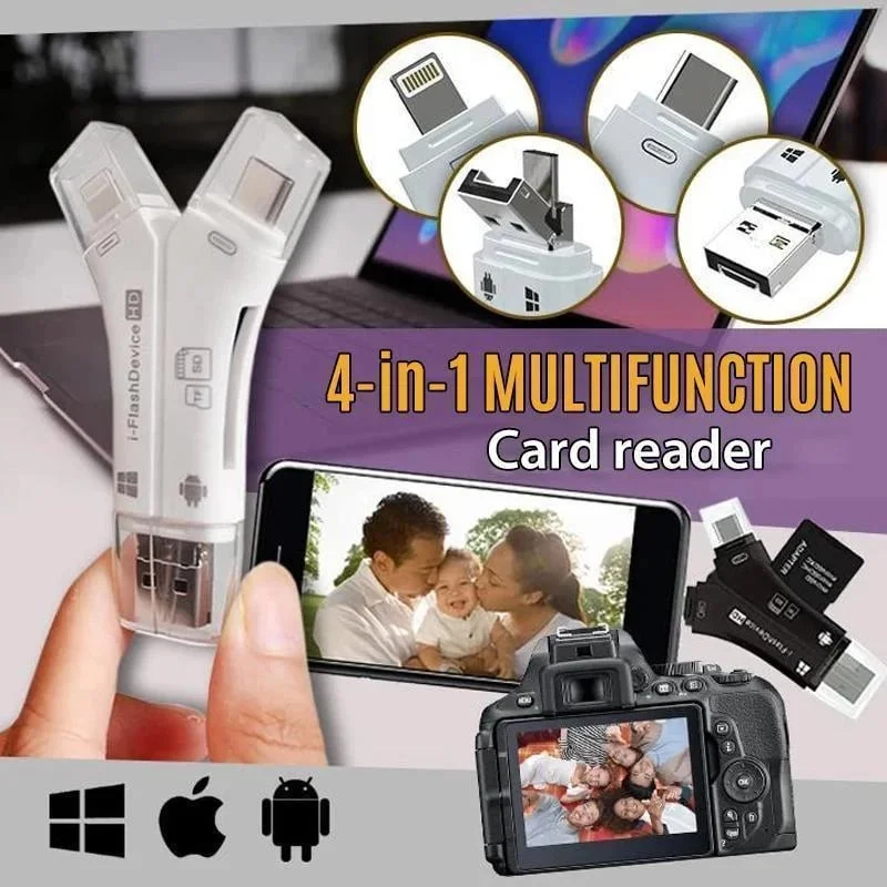 🔥4-in-1 Portable Memory Card Reader For Phones- Buy 2 Free Shipping🎉
