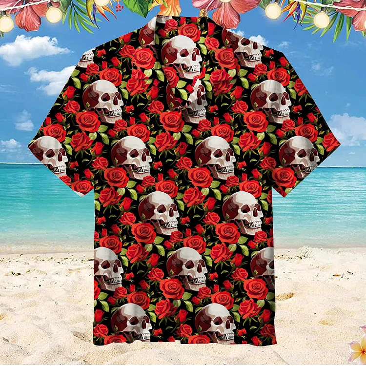 Skulls And Roses|Unisex Hawaiian Shirt