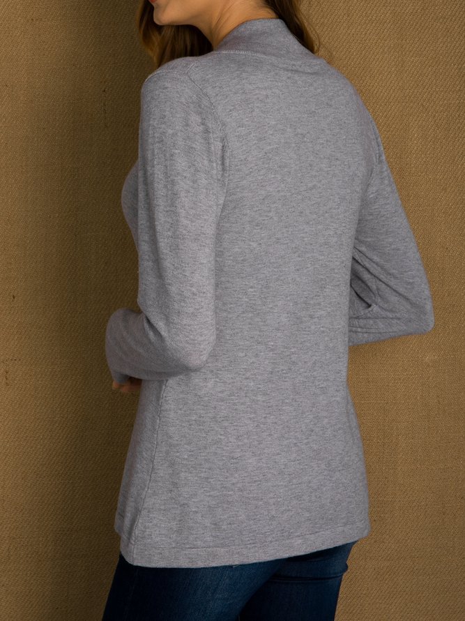 Gray Plain Casual Sweater