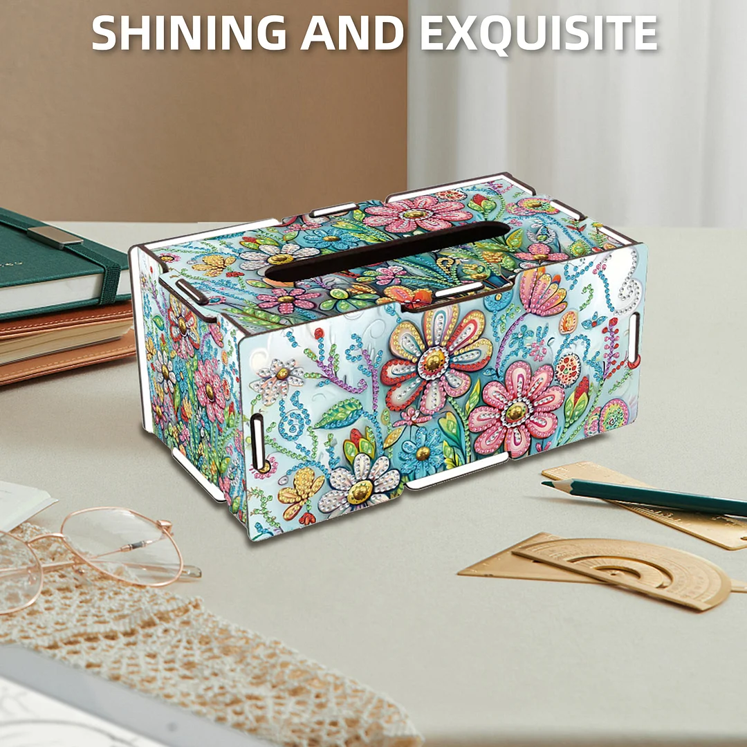 Wooden Diamond Painting Tissue Box for Home and Office Decoration(CZH015)