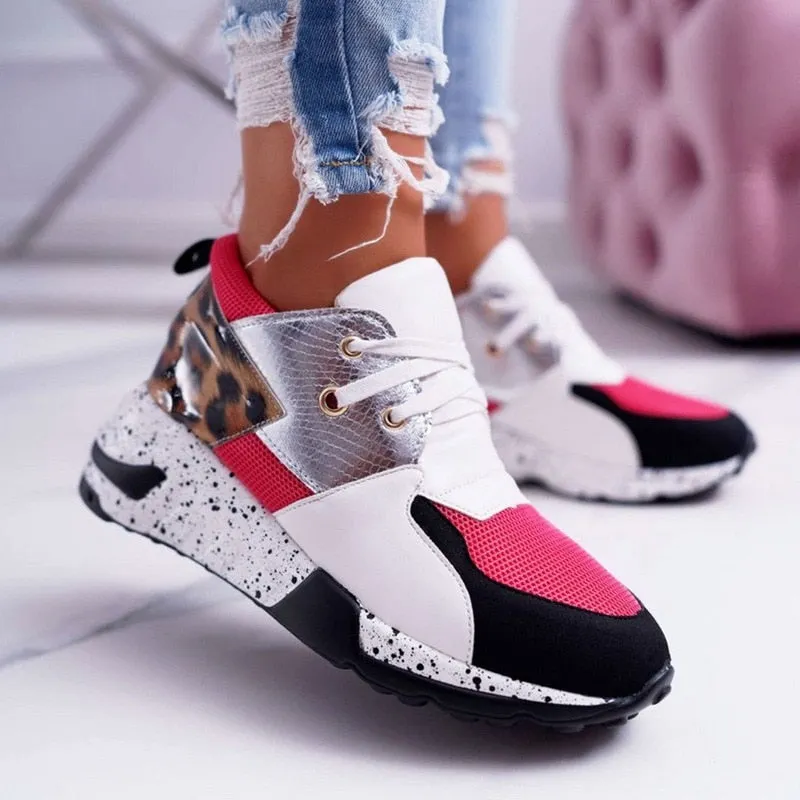 Summer Thick Bottom Sneakers For Women Wedge Sneakers Breathable Light Weight Sequined Shake Vulcanized Shoes Fashion Girls 2021