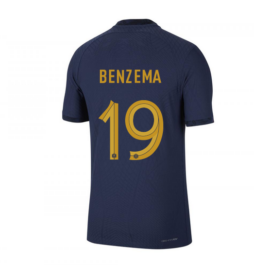 Maillot FFF France Karim Benzema 19 Domicile Coupe du monde 2022