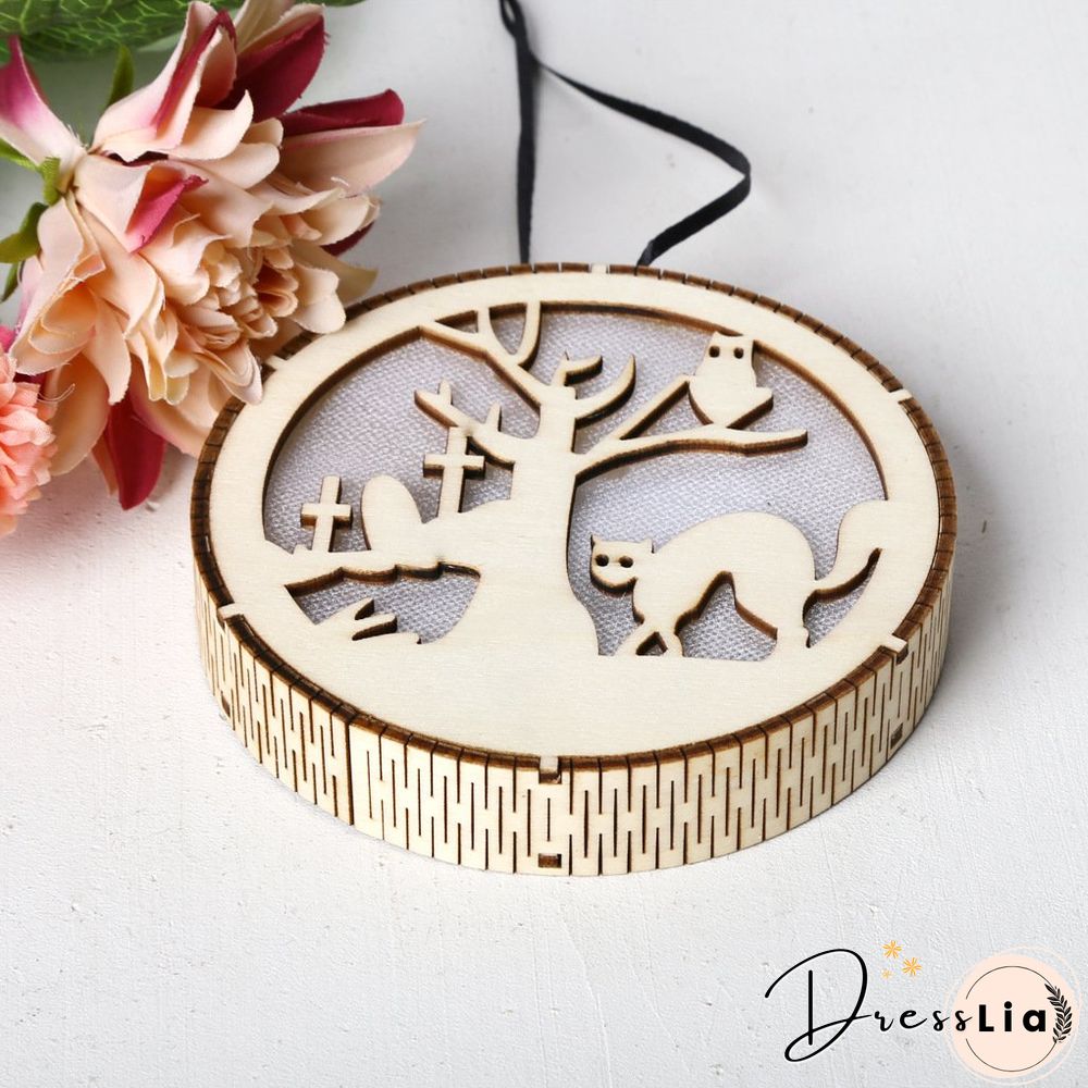 Wooden Halloween Themed 3D LED Lights