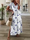 Women's Shift Dress Short Maxi Dress Short Sleeve Floral Print Summer Fall V Neck Casual Geometric Printed Dress
