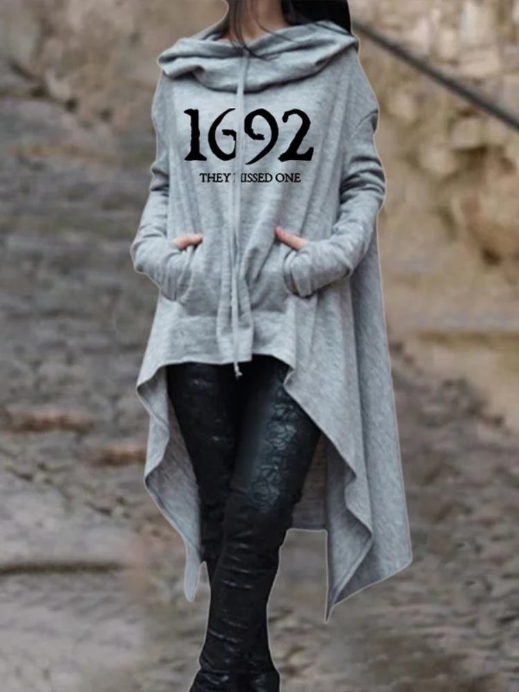 Women's 1692 They Missed One Salem Witch Print Cape Hoodie wearshes