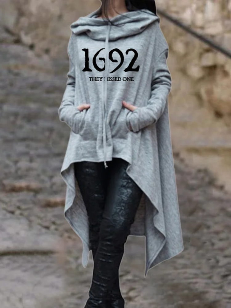 VChics Women's 1692 They Missed One Salem Witch Print Cape Hoodie