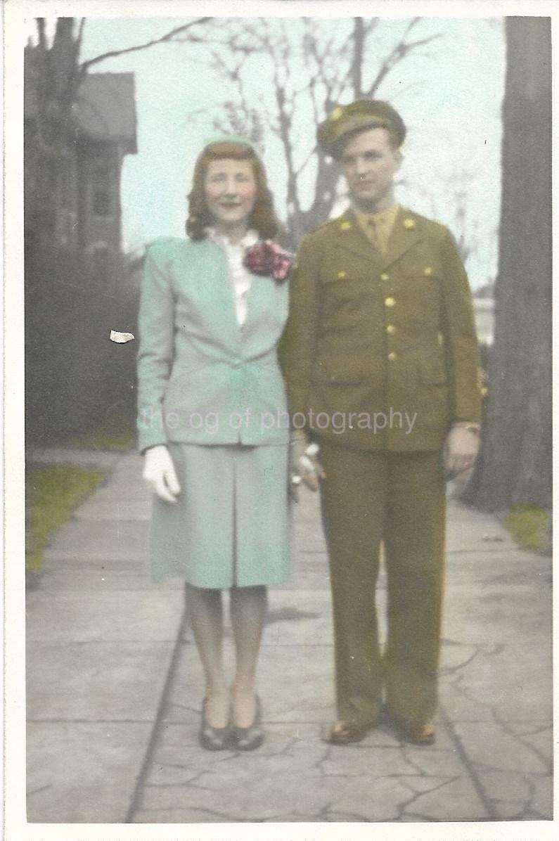 Mid Century Couple WOMAN Man FOUND Photo Poster painting Color Original Portrait VINTAGE 912 3 N