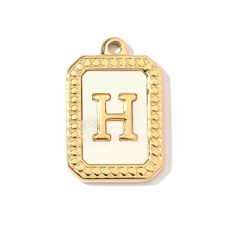 A Pack Of 3 201 Stainless Steel Shell 18K Gold Plated Letter Polished Pendant