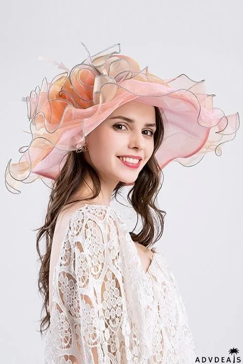 Foldable Organza Ruffles Hat
