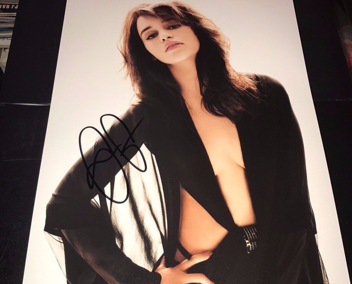 Emilia Clarke Game of Thrones Topless Covered Nude Hand Signed 11x14 Photo Poster painting w/COA