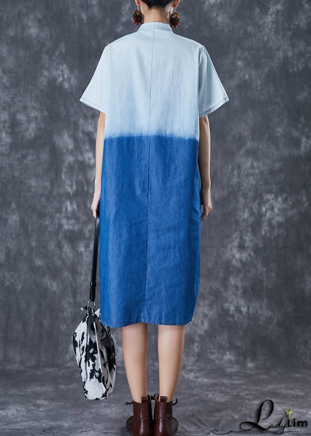 French Colorblock Oversized Patchwork Cotton Dress Summer
