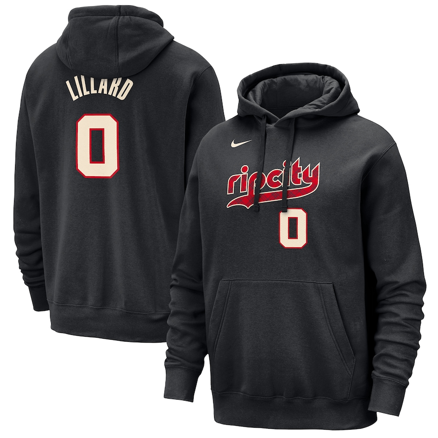 Damian Lillard Portland Trail Blazers  2023/24 City Edition Name & Number Pullover Hoodie - Black mysite