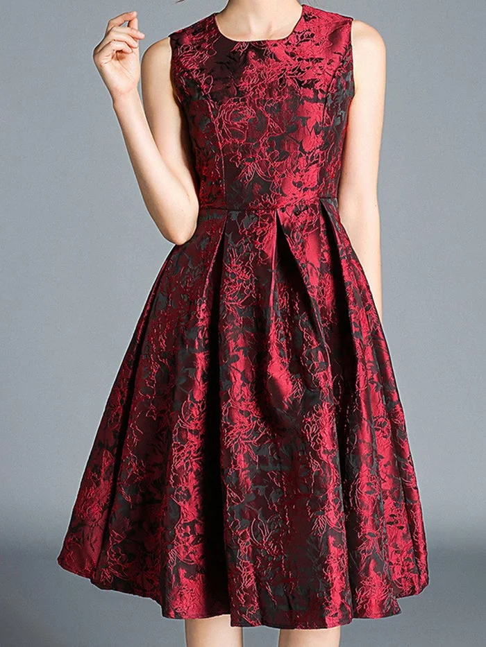 Fashion Sleeveless Vest Jacquard Dress