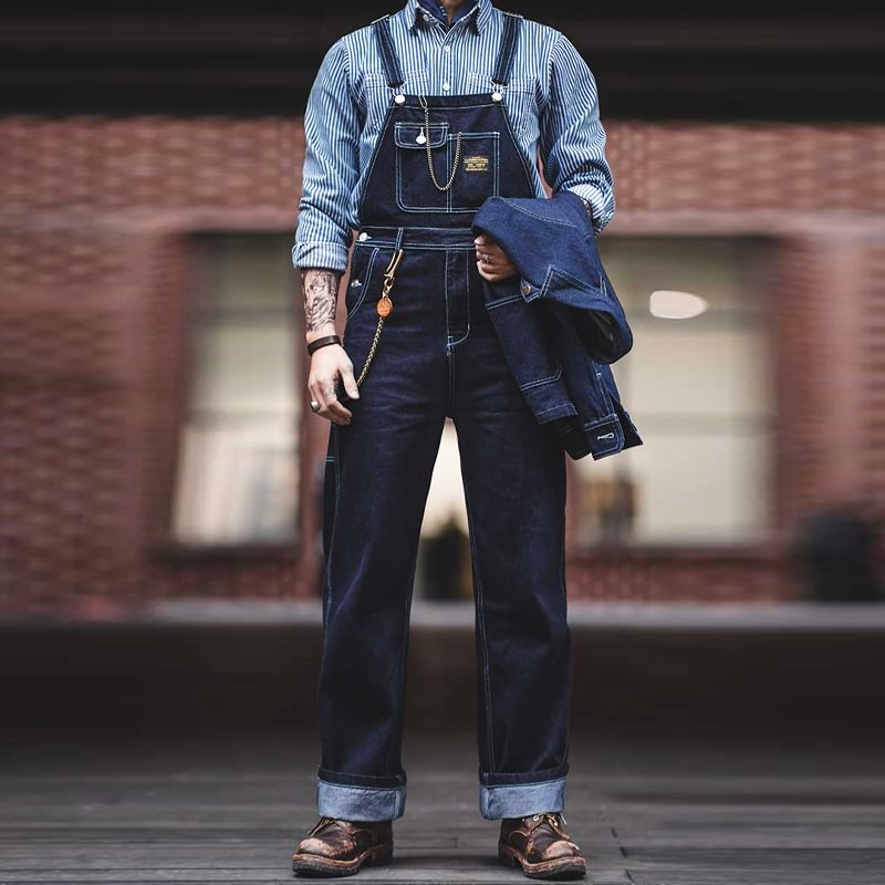 Vintage Heavy Duty Primary Color Worker Denim overalls