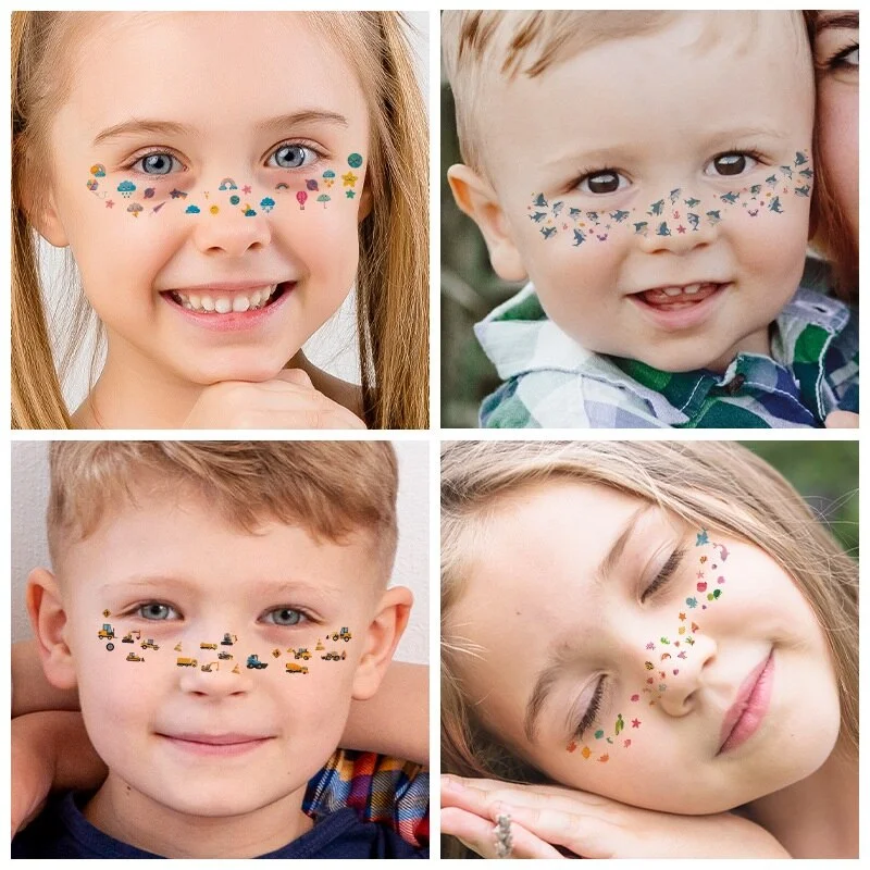 6Pcs/set Temporary Tattoos for Kids Cartoon Cute Freckles Face Stickers Waterproof Disposable Party Makeup tatouage temporaire