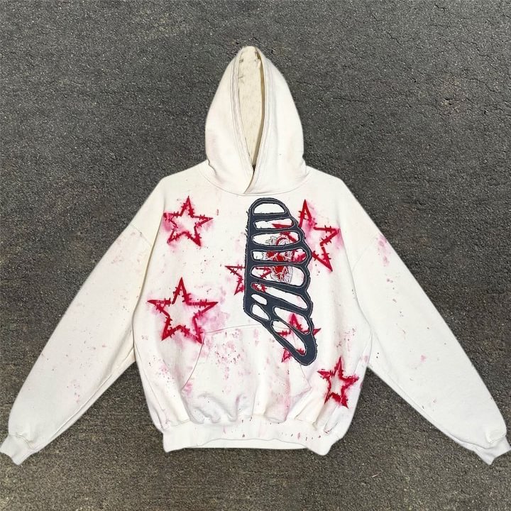 Street fashion rendering stars hooded sweatshirt