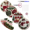 Christmas 11CT DIY Embroidery Needlepoint 25x25cm Holiday Craft Starter Set with Hoop and Scissors