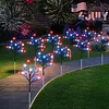 8Pcs American Flag Solar Stake Lights Weatherproof Garden Decorative Pole Flag Light Impact  Welcome Powered Outdoor Gardening Light for Outdoor Gardening Patio Yard