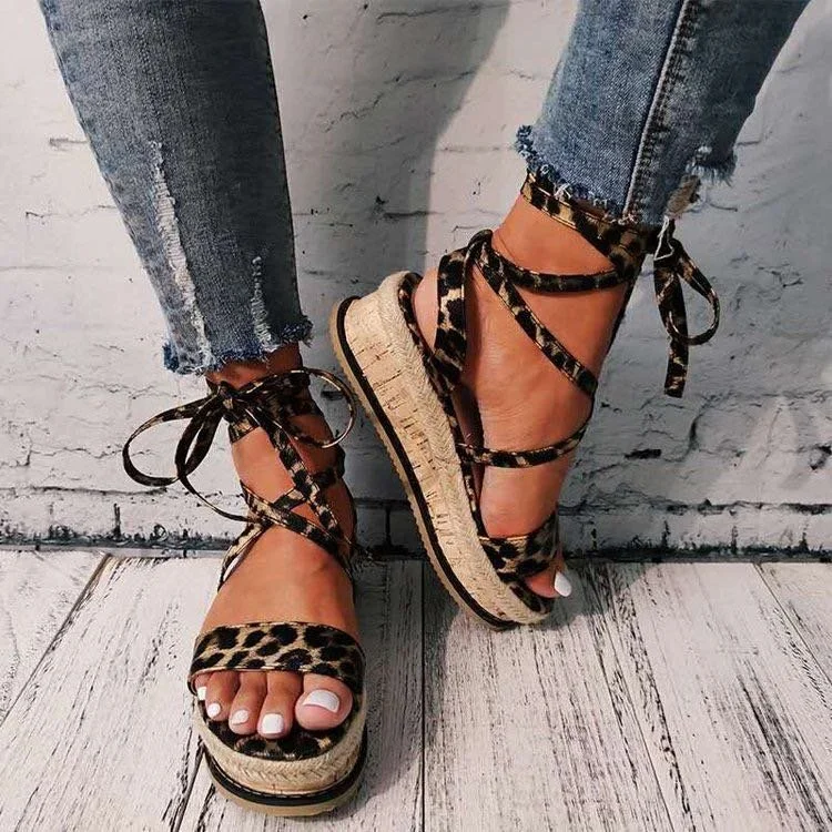 Women Snake Gladiator Sandals Summer Platform Wedges Heel Ankle Cross-tied Fashion Sexy Open Toe Party Shoes Ladies Female 2020